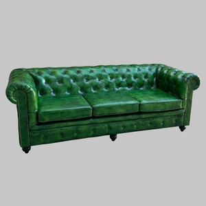 Designer Polo Green 3 Seater Chesterfield Sofa Genuine Leather Deep Tufted Couch Luxury Living Room Furniture Classic Style - Product Image 2