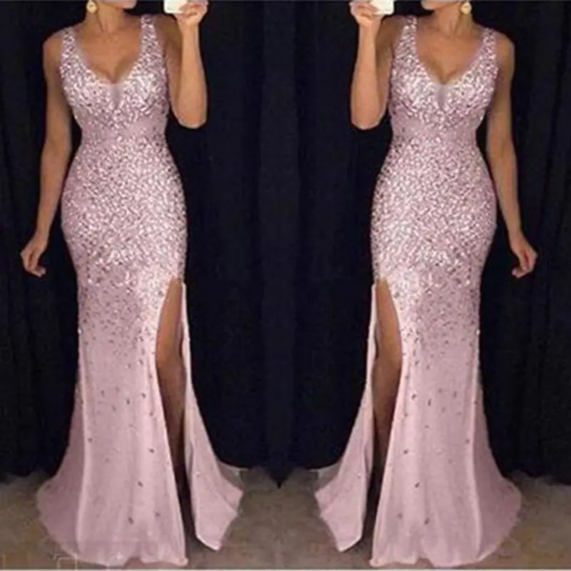 2021 evening party Short sleeve dress formal party sequin dresses for women