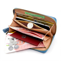 Dompet uang koin ritsleting wanita tempat kartu dompet Clutch kulit PU Panjang Dompet tangan wanita kapasitas besar tas tangan telepon saku uang