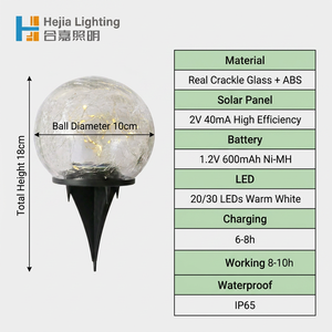 Luces Solares Decorativas para Jardín, Globos Solares de Vidrio Agrietado, Luces Esféricas Blancas Cálidas Impermeables Mejoradas para Césped - Product Image 3