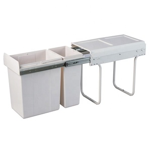 2X20L Concealed Door Mounted <strong>Twin</strong> Kitchen <strong>Bin</strong> Over Cabinet Soft Runners Plastic PP Pull Out Garbage <strong>Bin</strong> - Product Image 4