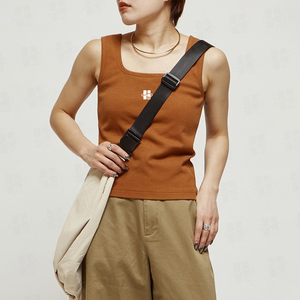Camiseta sin mangas de algodón y elastano de 260 g/m² con cuello redondo y logo bordado personalizado al por mayor para mujer, de alta calidad - Product Image 2