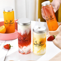 Bouteilles de jus personnalisées en plastique pour boissons froides Récipients réutilisables transparents Bouteilles de thé à bulles Bouteilles de jus en plastique vides