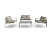 Ensemble de canapé de jardin extérieur en rotin d'aluminium moderne avec meubles durables et confortables imperméables