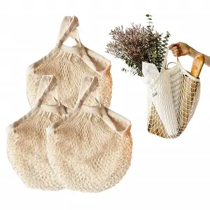 Large Capacity Portable Reusable Organic Cotton Tote Mesh Shopping Net bag Supplier