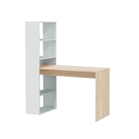 Bureau d'ordinateur en bois en forme de L avec cinq étagères de présentation et de rangement pour le mobilier de bureau à domicile