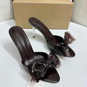 New <b>Style</b> 2025 Ice-Transparent Jelly <b>Gel</b> 9cm Bowknot Stiletto Heel Backless Peep-Toe Women's High-Heeled Sandals - Product Image 3