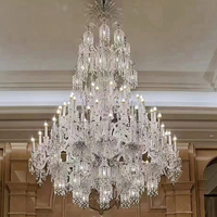 DUOMEIJU Lámparas de Araña Colgantes de Cristal Clásicas de Lujo en Dorado, Grandes, con Altura Ajustable, Instalación para Vestíbulo de Hotel