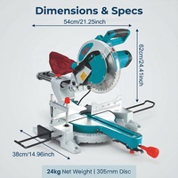 Sierra Ingletadora Compuesta Deslizante BODA M3-305 de 2200W, Hoja de 12 Pulgadas (305mm), 4000 rpm, Máquina Eléctrica para Cortar Madera
