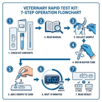 Kit rapide certifié ISO13485 pour l'antigène du virus de la parvovirose canine (CPV Ag) en or colloïdal, précision de 99 %, 1 test ou 25 tests