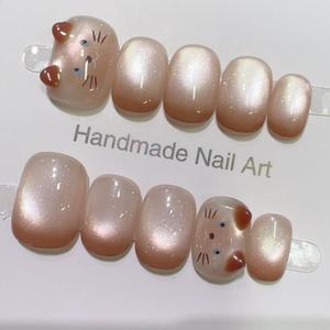 Uñas Postizas Cortas Cuadradas Rosas, Uñas Acrílicas con Pedrería 3D, Uñas Artificiales Bonitas con Pegamento - Product Image 4