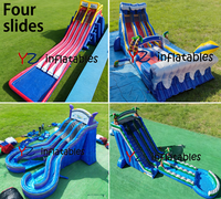 Toboggan aquatique tropical en PVC gonflable de 18 pieds pour piscines extérieures, taille personnalisée pour adultes, toboggan aquatique de plage d'été