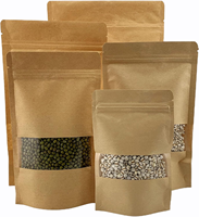 Sac réutilisable en papier kraft personnalisé à fermeture éclair zip-lock pochette debout cerneaux de noix de fenêtre sac d'emballage alimentaire en plastique pour bonbons épices