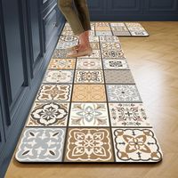 Modern Anti-Fatigue 2-Piece Kitchen Rug Set Handmade Rubber Floor Mats with Novelty Pattern Washable Water Absorbent Non-Slip