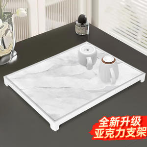 แผ่นรองโต๊ะอะคริลิคทรงสี่เหลี่ยมลายหินอ่อนกันลื่นกันคราบดูดซับน้ำสำหรับอ่างล้างจานในครัว - Product Image 5