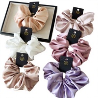 Jiamu Gaya Korea Ins Eropa Amerika Unisex Seri Biru Pink Kain Manis Hiasan Rambut Scrunchies Bunga Lucu