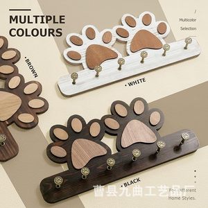 Wooden Dog Paw <b>Key</b> <b>Hanger</b> Wall Mounted Rack Retro Color Hooks For Home Entryway Decor - Product Image 1