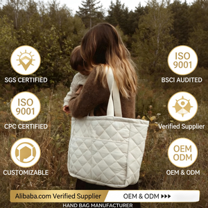 Sac à langer matelassé à fermeture éclair, couleur unie, organisateur de couches, sac de voyage en polyester pour maman et bébé, personnalisable avec logo - Product Image 1