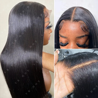 Pelucas de Cabello Humano Virgen Vietnamita Liso Natural con Encaje Frontal 13x4 sin Pegamento, al por Mayor, para Mujeres Negras