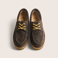 Baskets personnalisables marron pour hommes en cuir véritable suédé de vache, style vintage délavé, à semelle épaisse, faites à la main, décontractées, de sport et de skate, Factor