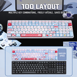 ZORNHER ZH100 100 Tombol Keyboard Mekanik Apple Pie PBT Keycaps Hot Swap RGB Gasket 5.1 Kabel 2.4G Keyboard untuk <span class=keywords><strong>PC</strong></span> Meja - Product Image 5