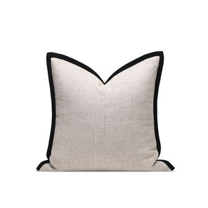 AIBUZHIJIA <span class=keywords><strong>federa</strong></span> con bordo nero <span class=keywords><strong>federa</strong></span> leggera di lusso fascia alta grigia copricuscino di lino copricuscino decorativo casa - Product Image 1