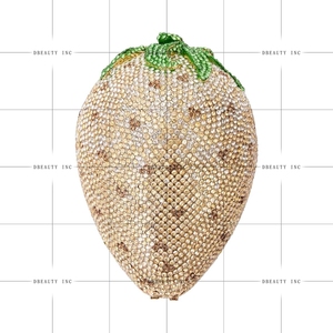 Bolso de mano de cristal con diamantes de imitación de fresa para mujer, deslumbrante bolso de noche con cadena desmontable para citas y Navidad - Product Image 2