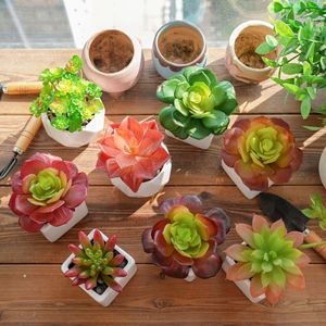 CallaFloral Plantes succulentes artificielles en pot, fleurs décoratives pour mariage, décoration intérieure et extérieure, 16 cm, PVC, artisanat - Product Image 1