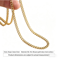 Collier cubain, Chaîne cubaine en or 14 carats, Collier Miami cubain, Collier de mode massif pour femme 3 mm