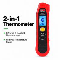 Termometer Inframerah UNI-T 2-in-1 UT320T dengan Layar LCD, Peringkat IP56, Resolusi 0.1°C, Pengukuran Digital dengan Probe