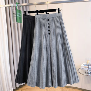 Gonna a trapezio in cotone a vita alta da donna con motivo solido all'ingrosso bellissimo impero lungo traspirante Casual - Product Image 1