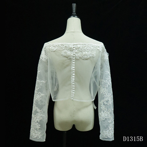 Châle de <span class=keywords><strong>mariage</strong></span> D1315B sexy à épaules dénudées, à manches longues, en dentelle brodée, pour <span class=keywords><strong>femme</strong></span>, châle de robe de mariée - Product Image 4
