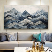 Tableau mural sur toile Paysage Montagneux, Art abstrait sur toile de montagne aux tons neutres, Grande œuvre d'art murale en impasto, Décoration de salon