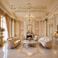 Conception d'intérieur sur mesure pour salon rose romantique, ensemble de meubles de luxe de style palais français, plan de décoration de villa clé en main