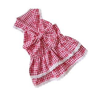 Pastoral Style Double Layer Cake Dress Red With Large Bow <b>For</b> Dogs <b>Cats</b> Four Seasons Pet <b>Clothes</b> - Product Image 5