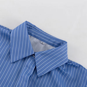 Set Estivo-Autunnale 2025 alla Moda, Nuovo Trend, Completo Due Pezzi Blu a Righe con Minigonna Avvolgente e Camicia per <span class=keywords><strong>Donna</strong></span> - Product Image 5