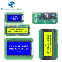 Modul LCD TZT Layar Biru Hijau untuk Arduino 0802 1602 2004 12864 Karakter LCD UNO R3 Mega2560 Tampilan PCF8574T IIC I2C Port