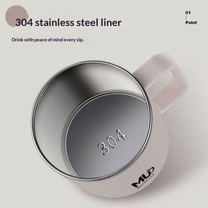 Tasse à café de bureau transfrontalière en acier inoxydable 304, mug isotherme double paroi avec couvercle et poignée, cadeaux d'affaires classiques, écologiques et colorés - Product Image 2