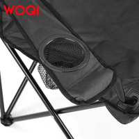 Fauteuil de camping pliable et portable WOQI, personnalisable en gros, avec grand coussin souple, chaise de plage en fer et tissu Oxford pour le parc