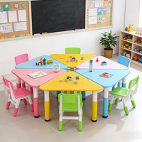 Ensemble de table et de chaises de maternelle en plastique écologique, meubles de classe pour enfants d'âge préscolaire colorés