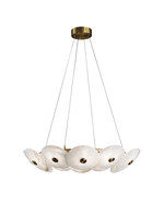 Lustre LED en cuivre massif de luxe léger, marbre espagnol, fils de suspension réglables en forme de ligne de pêche