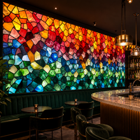 Panneau de verre artistique opalescent style Tiffany, mosaïque, dégradé de couleurs, translucide, pour porte de villa de luxe européenne