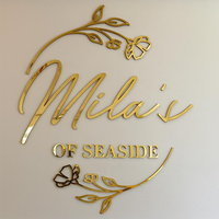 Enseigne personnalisée en acrylique miroir avec nom, plusieurs polices, décoration de bureau ou de vitrine, art mural découpé, enseigne commerciale 3D en acrylique