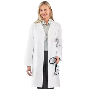 Venta al por mayor precio directo de fábrica mujeres blanco puro bata de laboratorio Hospital uniforme médico estudiantes universitarios abrigos médico enfermera uniforme - Product Image 6