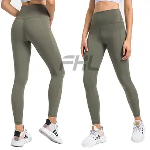 Lulu pantaloni da Yoga a vita alta con allineamento elasticizzato a 4 vie da donna con tasche laterali allenamento da corsa Sport Leggings da Yoga