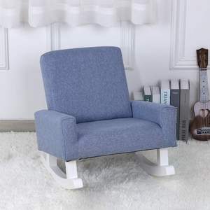 Yoonnie Room Kids Rocking Armchair Wooden Shaky Foot Toddler <b>Chair</b> with Linen Fabric Baby Rocking Sofa - Product Image 2