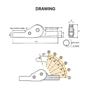 Mécanisme d'inclinaison à 16 degrés pour meubles à structure tubulaire - KDS-1.2-6S - Product Image 3