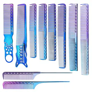 Factory Direct Sale Anti Slip Cutting Combs Rainbow Color Plastic Tail comb Barber Shop Professional Hair Styling comb