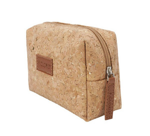 Pochette d'emballage écologique en toile de coton biologique avec fermeture éclair Sac cosmétique de maquillage en liège de lin RPET recyclé naturel Coton biologique - Product Image 1