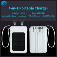 Chargeur solaire Power Bank 10000mah Batterie externe Power Bank solaire avec écran LED Câbles intégrés
